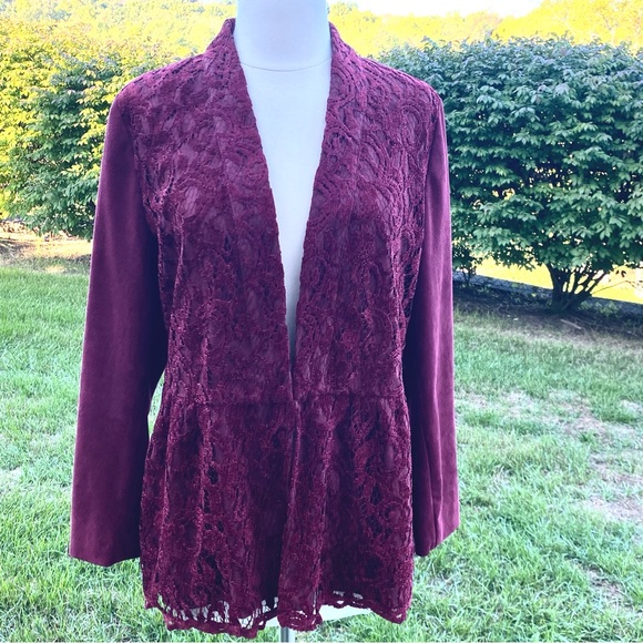 Chico’s lace and faux suede jacket - Picture 5 of 16
